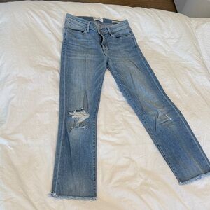 FRAME Classic Blue Distressed Jeans